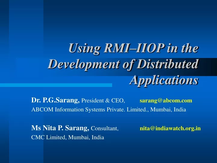 using rmi iiop in the development of distributed applications
