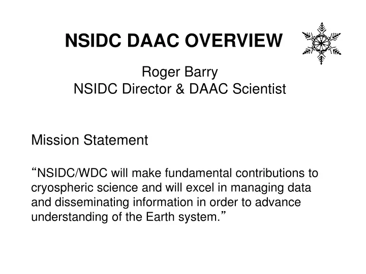 nsidc daac overview