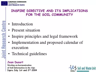 INSPIRE DIRECTIVE AND ITS IMPLICATIONS FOR THE SOIL COMMUNITY