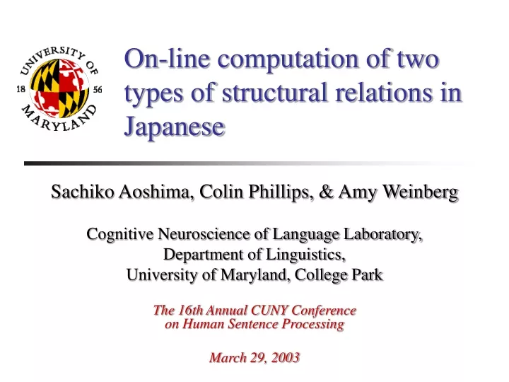 on line computation of two types of structural relations in japanese