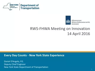RWS-FHWA Meeting on Innovation 14 April 2016