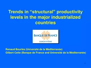 Trends in “structural” productivity levels in the major industrialized countries