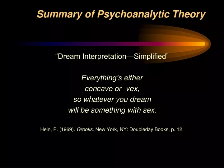 summary of psychoanalytic theory