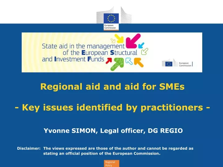 regional aid and aid for smes key issues identified by practitioners