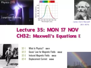 Lecture 35: MON 17 NOV  CH32:  Maxwell ’ s Equations I