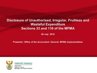 Progress Status on Unauthorised, Irregular, Fruitless and Wasteful Expenditure