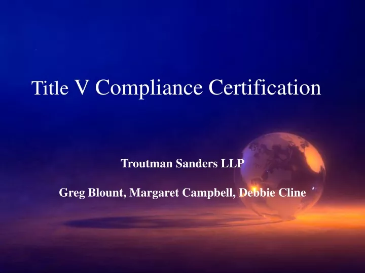 title v compliance certification