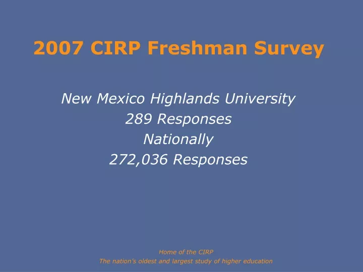 2007 cirp freshman survey