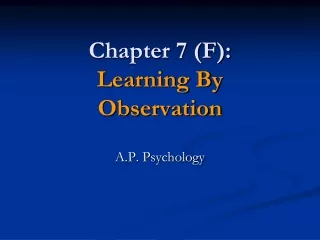 Chapter 7 (F): Learning By  Observation