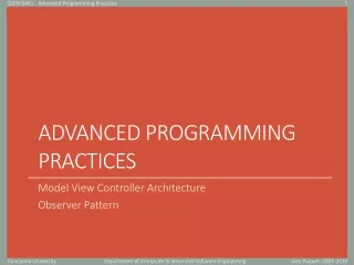 Advanced  ProgramMING  Practices