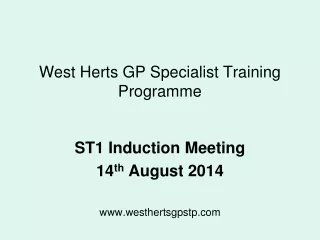 West Herts GP Specialist Training Programme