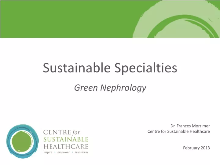 sustainable specialties green nephrology