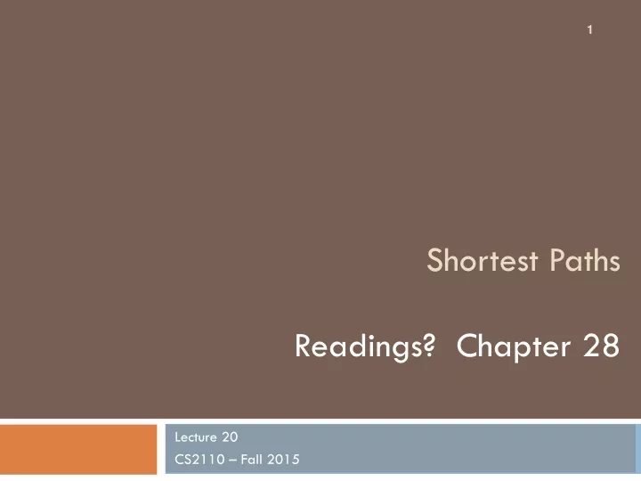 shortest paths readings chapter 28