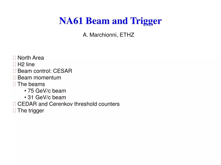 na61 beam and trigger
