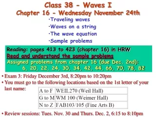 Class 38 - Waves I Chapter 16 - Wednesday November 24th