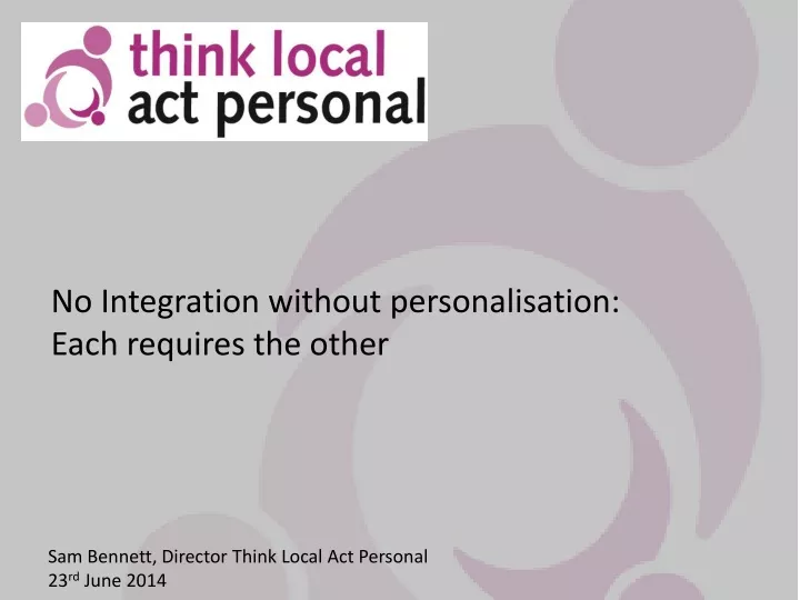 no integration without personalisation each