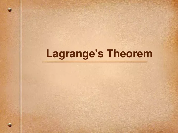 lagrange s theorem