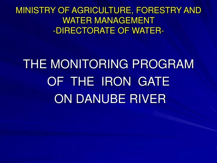 ministry of agriculture forestry and water management directorate of water