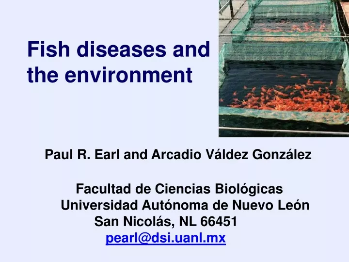 fish diseases and the environment paul r earl