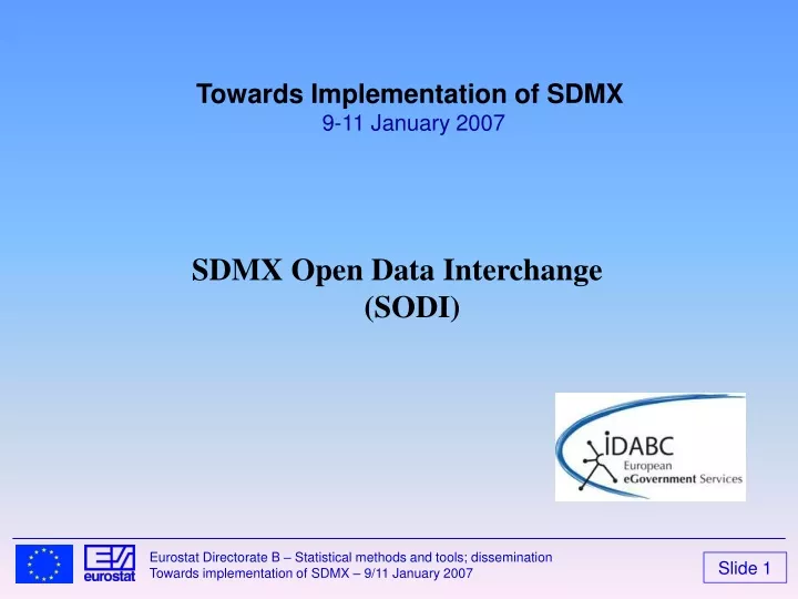 towards implementation of sdmx 9 11 january 2007