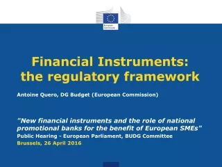 Financial Instruments:  the regulatory framework