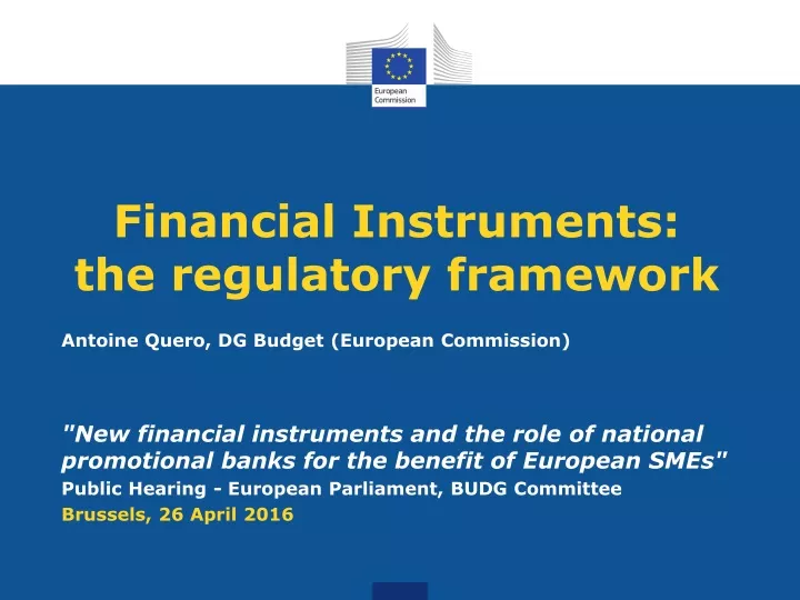 financial instruments the regulatory framework