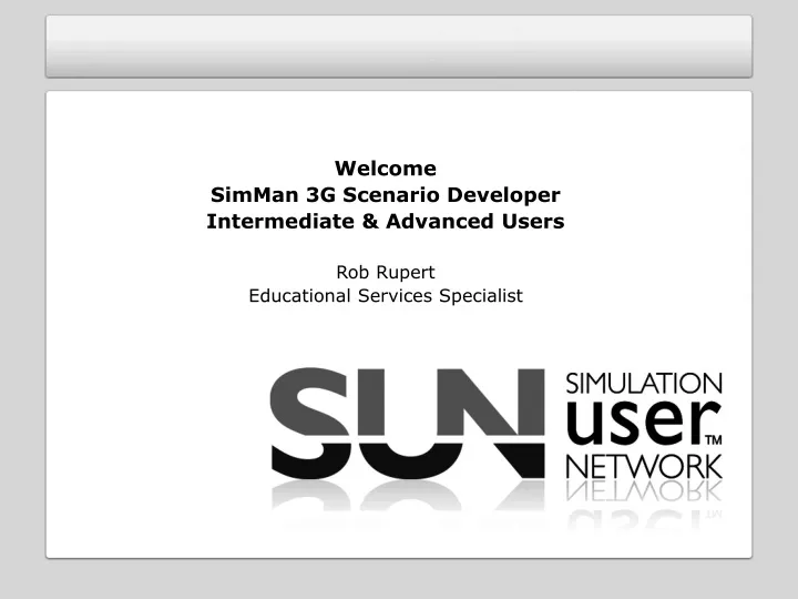 welcome simman 3g scenario developer intermediate