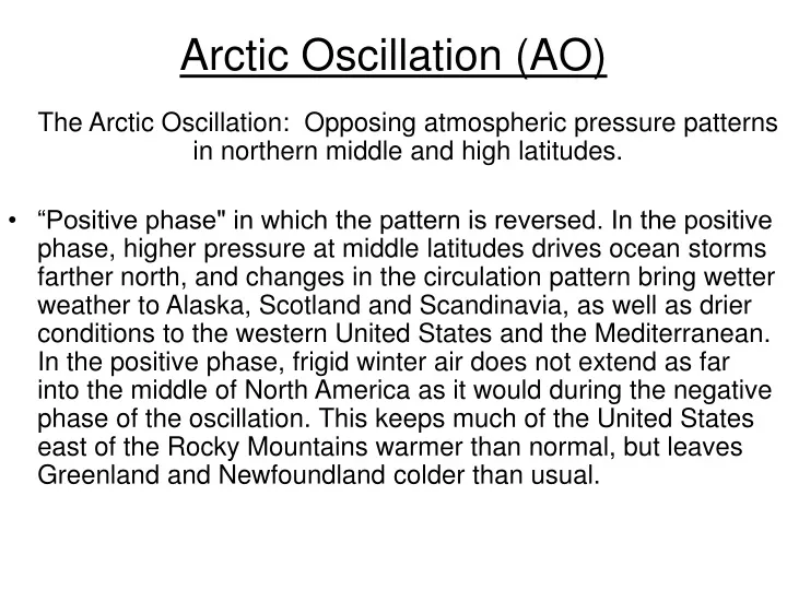 arctic oscillation ao
