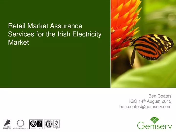 retail market assurance services for the irish electricity market