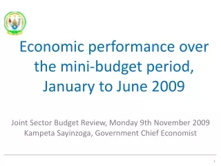 Economic performance over the mini-budget period, January to June 2009