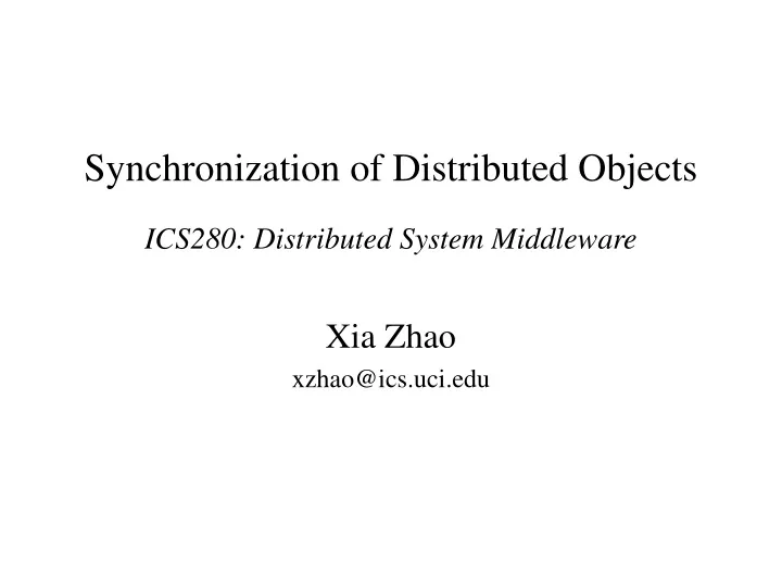 synchronization of distributed objects