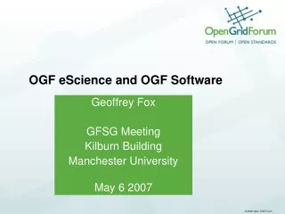 OGF eScience and OGF Software