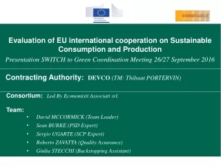 Evaluation of EU international cooperation on Sustainable Consumption and Production
