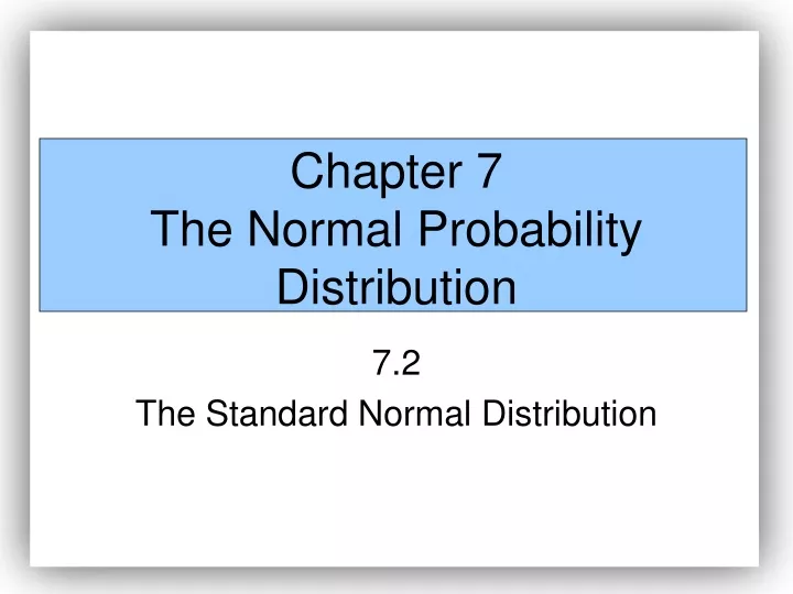 chapter 7 the normal probability distribution