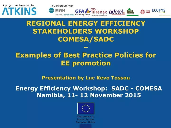energy efficiency workshop sadc comesa namibia 11 12 november 2015