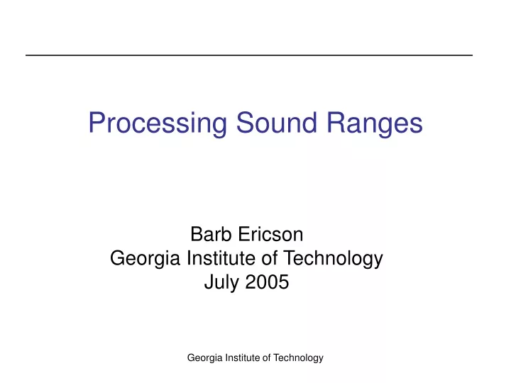 processing sound ranges