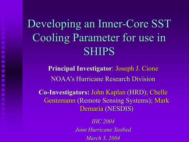 developing an inner core sst cooling parameter