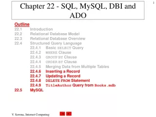 Chapter 22 - SQL, MySQL, DBI and ADO