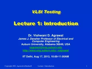 VLSI Testing Lecture 1: Introduction