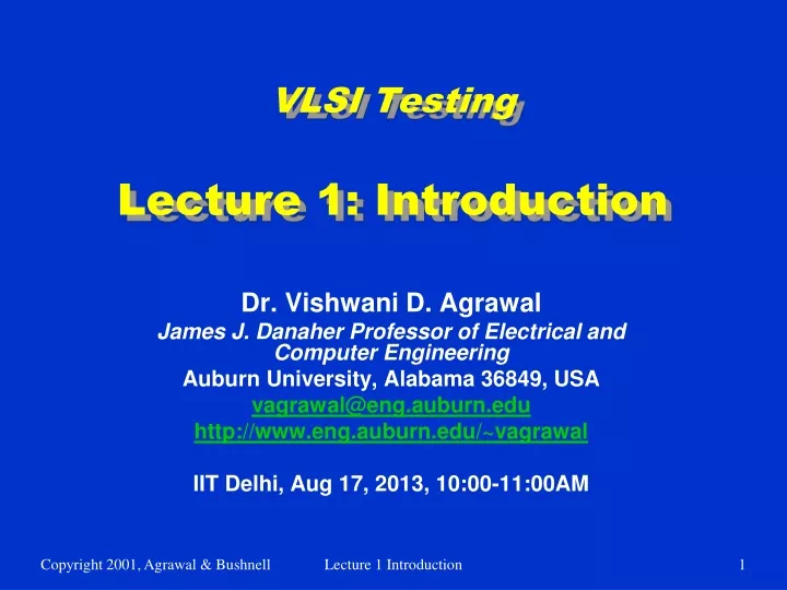 vlsi testing lecture 1 introduction