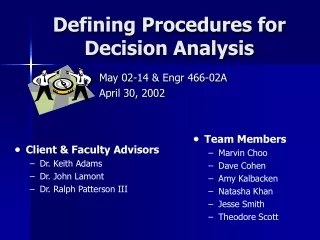 Defining Procedures for Decision Analysis