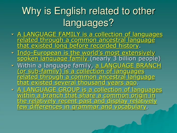 why is english related to other languages