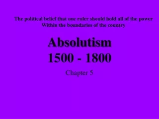 Absolutism 1500 - 1800