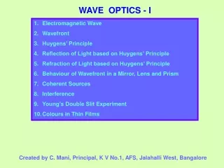 WAVE  OPTICS - I