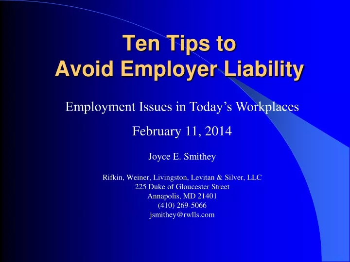 ten tips to avoid employer liability
