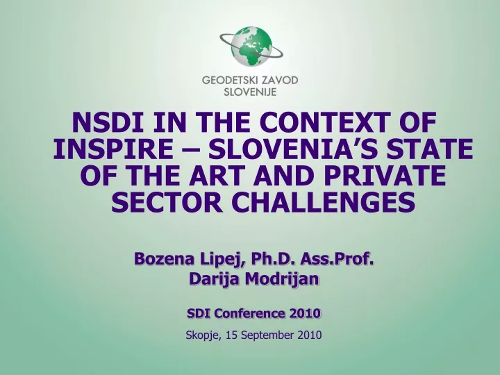 nsdi in the context of inspire slovenia s state