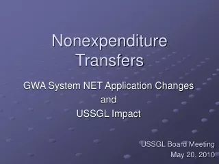 Nonexpenditure Transfers