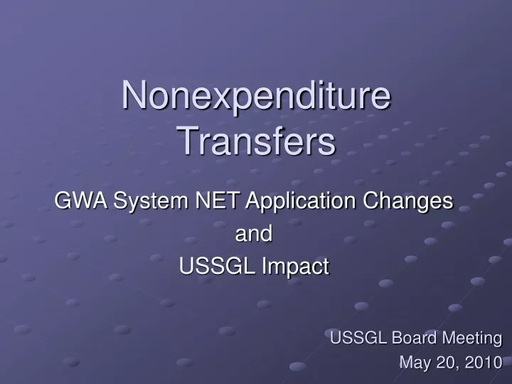 nonexpenditure transfers