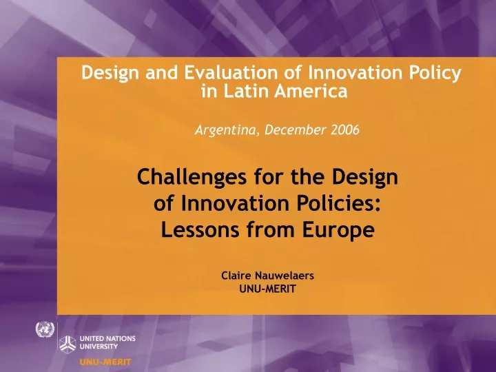 design and evaluation of innovation policy in latin america argentina december 2006