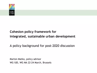 Cohesion policy  framework for integrated, sustainable urban development